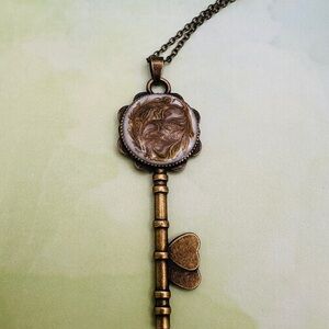 Bronze Swirl Key Necklace Handmade